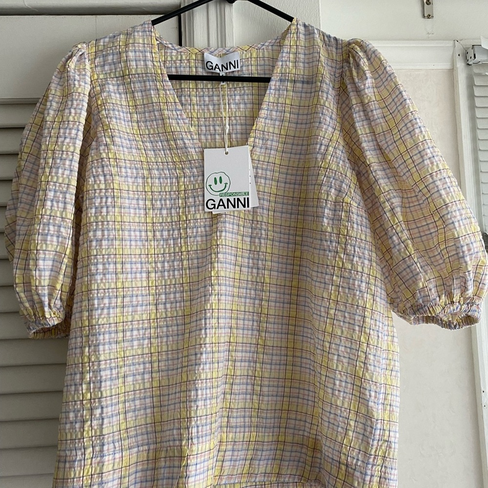 Ganni Short Puff Sleeve Shirt